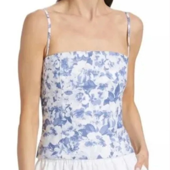 NWT Reformation Blue Overland Floral Linen Top (Size 6) - Picture 2 of 6